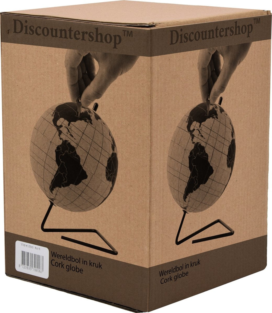 Wereldbol van kurk met metalen standaard - Diameter 15 cm - Kurkbol met gekleurde push-pins - Draaibare wereldbol Kurk - Educatieve wereldkaart - Duurzame roestvrijstalen basis Gemakkelijk draaien - Houd de reizen bij - Stijlvol decor