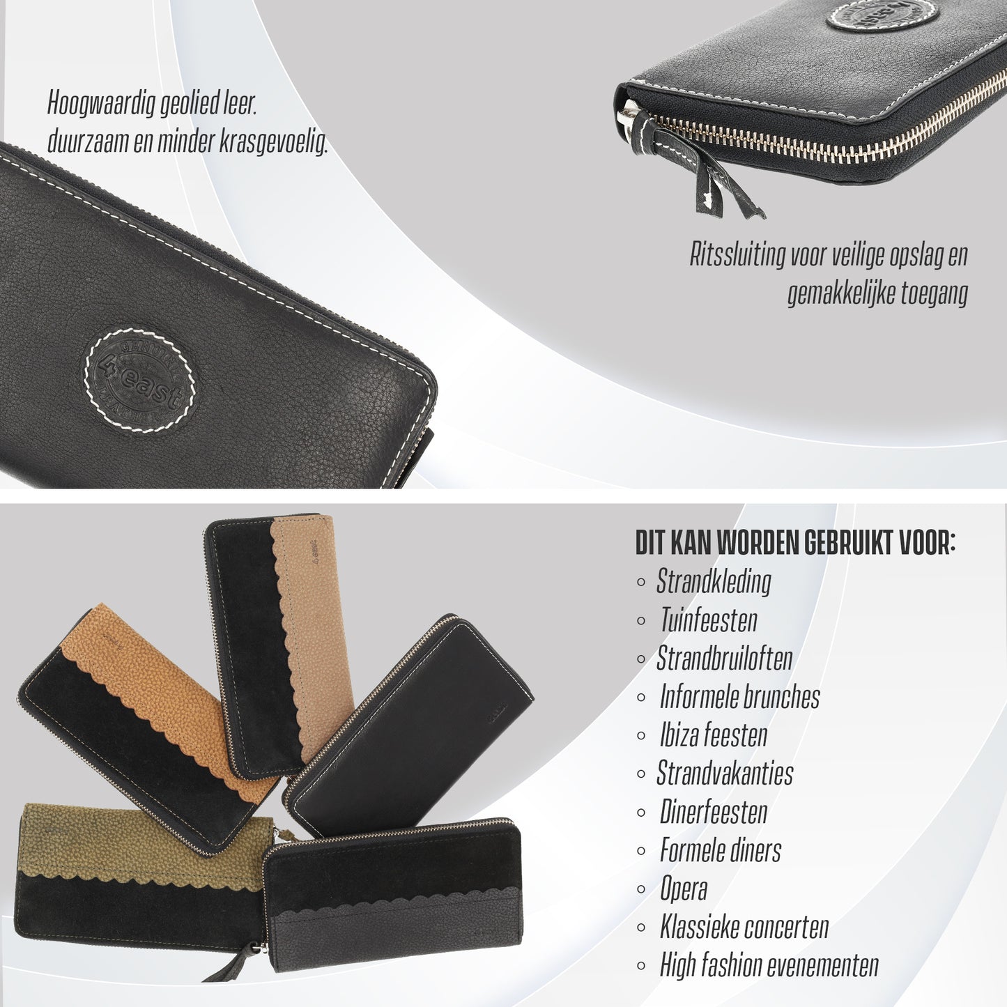 Zwarte Dames Portemonnee Met Rits | Leren Portemonnee met RFID - 12 Pasjeshouders, Briefgeld & Muntvak | 20x10x2.5cm | | Beste Portemonnee als Cadeautjes