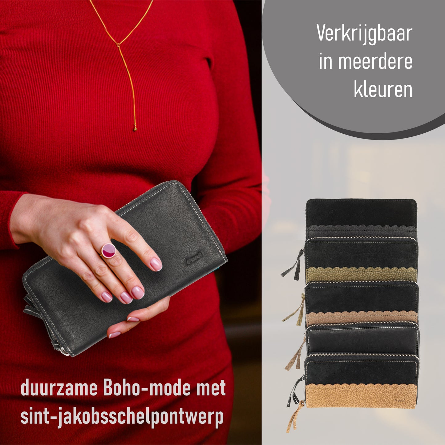Zwarte Dames Portemonnee Met Rits | Leren Portemonnee met RFID - 12 Pasjeshouders, Briefgeld & Muntvak | 20x10x2.5cm | | Beste Portemonnee als Cadeautjes