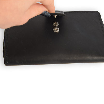 Zwarte Leren Portemonnee - Geldbeurs - Portemonnee met Rits voor Dames & Heren - 17x2.5x10.5cm 