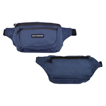 Heuptas Crossbody Blauw-Navy | Waterafstotend Nylon | 3 Compartimenten | 13cm x 30cm | Festival Tas Inclusief Binnenvak | Heuptas Dames & Heren | Schoudertas Dames Voor Wandelen En Reizen