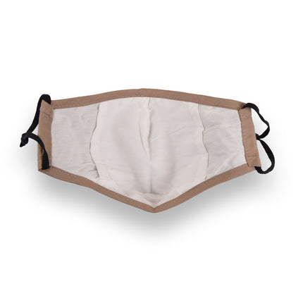 Stijlvolle Wasbare Mondkapjes Beige- Masker Gezichtsmasker met Oorlus - Fashion Bloem Design – 24x15.5cm