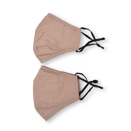Beige Fashion  Mondkapjes | 24cm x 15.5m | Set van 2 | 100% Katoen | Herbruikbaar en Wasbaar Gezichtsmasker met Oorlus | Anti-Stof en Pollen Beschermend 