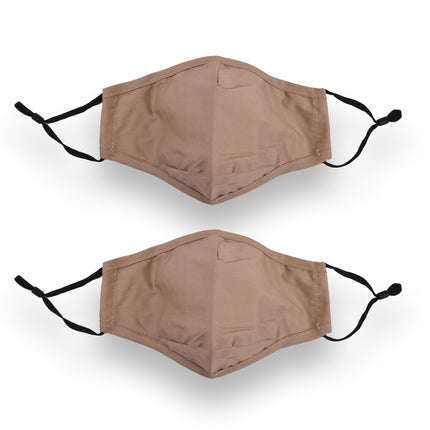 Beige Fashion  Mondkapjes | 24cm x 15.5m | Set van 2 | 100% Katoen | Herbruikbaar en Wasbaar Gezichtsmasker met Oorlus | Anti-Stof en Pollen Beschermend 