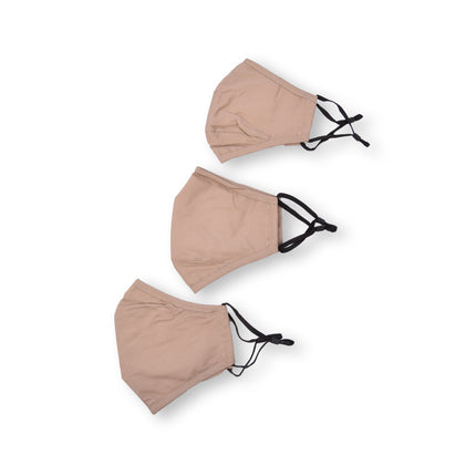 Herbruikbare Mondkapjes in Beige Katoen | 24 cm Lengte | 15.5 cm Breedte | 3 Stuks | Ademend en Hygiënisch  | Ideaal voor Stofbescherming en Dagelijks Gebruik