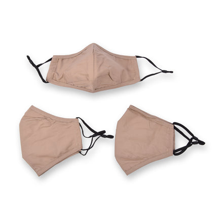 Herbruikbare Mondkapjes in Beige Katoen | 24 cm Lengte | 15.5 cm Breedte | 3 Stuks | Ademend en Hygiënisch  | Ideaal voor Stofbescherming en Dagelijks Gebruik
