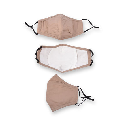 Herbruikbare Mondkapjes in Beige Katoen | 24 cm Lengte | 15.5 cm Breedte | 3 Stuks | Ademend en Hygiënisch  | Ideaal voor Stofbescherming en Dagelijks Gebruik