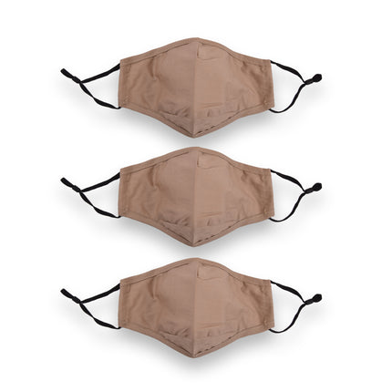 Herbruikbare Mondkapjes in Beige Katoen | 24 cm Lengte | 15.5 cm Breedte | 3 Stuks | Ademend en Hygiënisch  | Ideaal voor Stofbescherming en Dagelijks Gebruik
