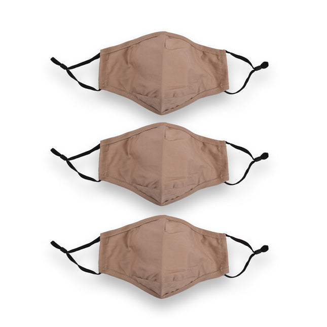 Herbruikbare Mondkapjes in Beige Katoen | 24 cm Lengte | 15.5 cm Breedte | 3 Stuks | Ademend en Hygiënisch  | Ideaal voor Stofbescherming en Dagelijks Gebruik