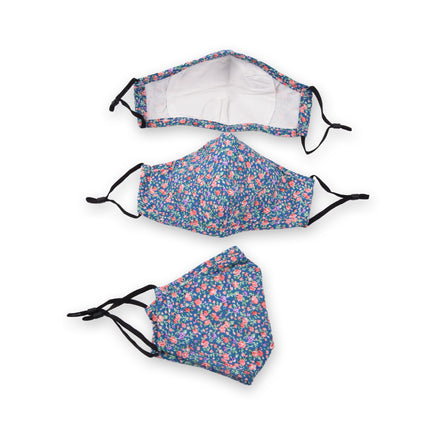 Blauwe Katoenen Mondkapjes | 3 Delige Set | 24cm x 15.5m | Herbruikbaar en Stofbestendig | Ideal Voor Uniseks Gebruik