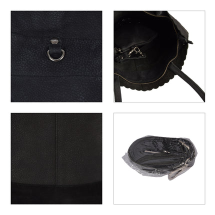 Zwarte Shopper Tas met Rits en Handvatten - 60cm x 33cm x 38cm - 4east Schoudertas van Echt Leer