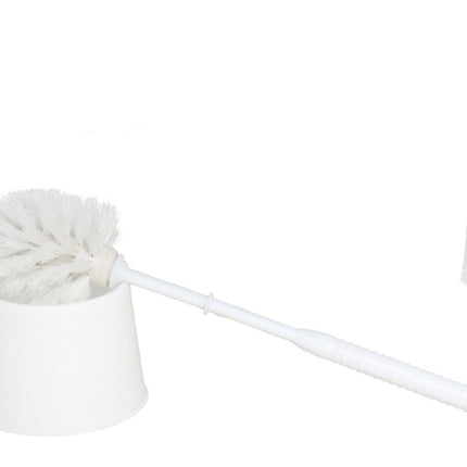 Toiletborstel - Wcborstel kunststof -Toiletborstel in houder - Toiletborstelhouder - Wc borstel - borstel - Roestvrij - WitProduct breedte 10.5x 33x 6 cm