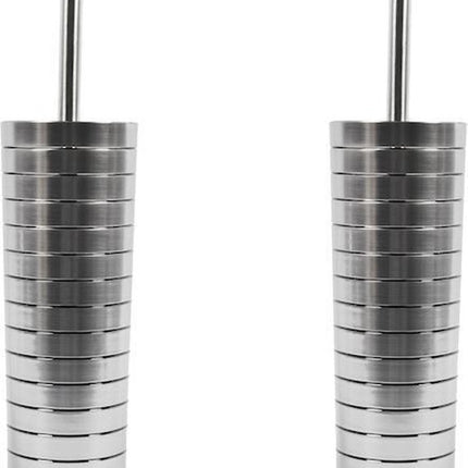 2 x Toiletborstel - Plastic toiletborstel - RVS look toiletborstel- Toiletborstelhoud 37x10cm Borstel Houder met WC Borstel Toilet Borstel in Ronde Houder