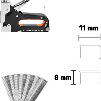 Handtacker Set | 1 stuks Krachtig Nietpistool met Nietjes | Robuuste Nietmachine | Oranje & Zwart | Compact Design - 15.5 cm x 2 cm x 13.5 cm