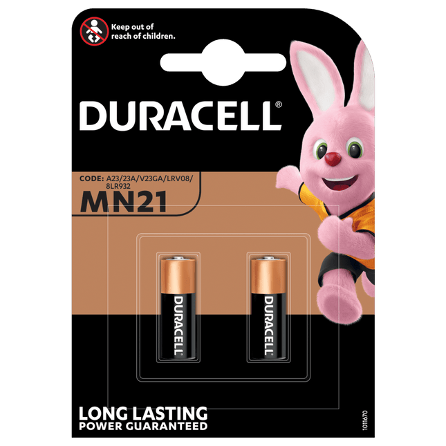 BATTERIJ MN21/A23 - 12 V Long lasting - Langdurig 2 stuks - toepasselijk met code - A23-A23A-V23GA-LRV08-8LR932