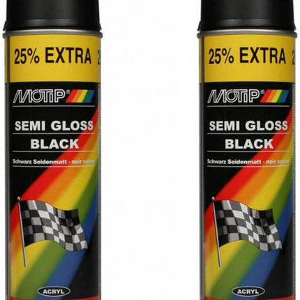 Motip Zijdeglans Acryllak Zwart - 500 ml - Spuit spray zwart - Verf zwart kopen - 4 X Spuitspray LAK ZWART ZIJDEGLANS 500 ML sneldrogend 