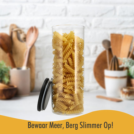 Glazen Voorraadpotten 1050ML | BPA-vrij | Luchtdichte Voorraadbussen met Bamboe Deksel