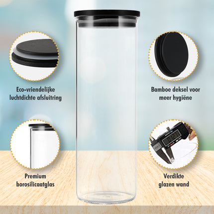 Glazen Voorraadpotten 1050ML - Set van 3  | BPA-vrij | Bewaarpot voor o.a. Pasta, Rijst, Koffie 