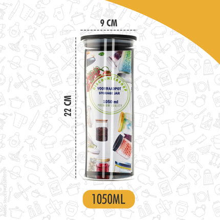 Glazen Voorraadpotten 1050ML - Set van 3  | BPA-vrij | Bewaarpot voor o.a. Pasta, Rijst, Koffie 