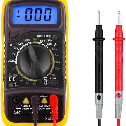 Digitale Multimeter - AC / DC - Incl. 9V Batterij, Klemtangen & Opberghoes - Multi Meter