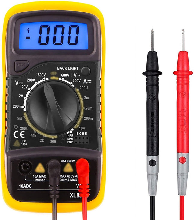 Digitale Multimeter - AC / DC - Incl. 9V Batterij, Klemtangen & Opberghoes - Multi Meter