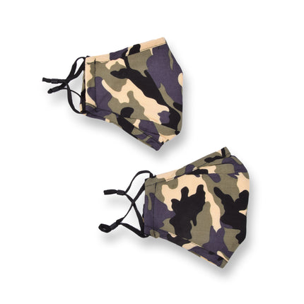 Camouflage Katoenen Mondmaskers | 2 Stuks | 24 x 15.5 cm | Herbruikbaar en Modieus | Uniseks Gezichtsmaskers voor stofbescherming