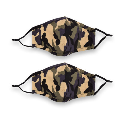 Camouflage Katoenen Mondmaskers | 2 Stuks | 24 x 15.5 cm | Herbruikbaar en Modieus | Uniseks Gezichtsmaskers voor stofbescherming