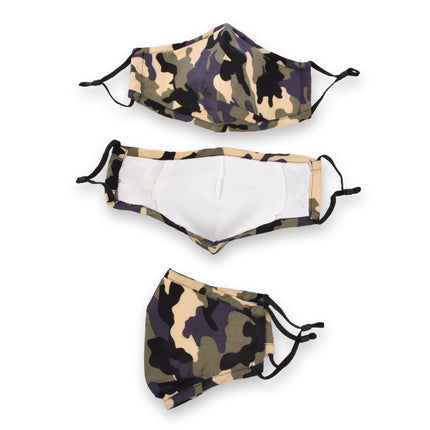 Herbruikbare Camouflage Mondmaskers | Set van 3 | 24 x 15.5 cm | Katoenen Beschermende Gezichtsmaskers voor Uniseks Gebruik | Wasbaar en Modieus 