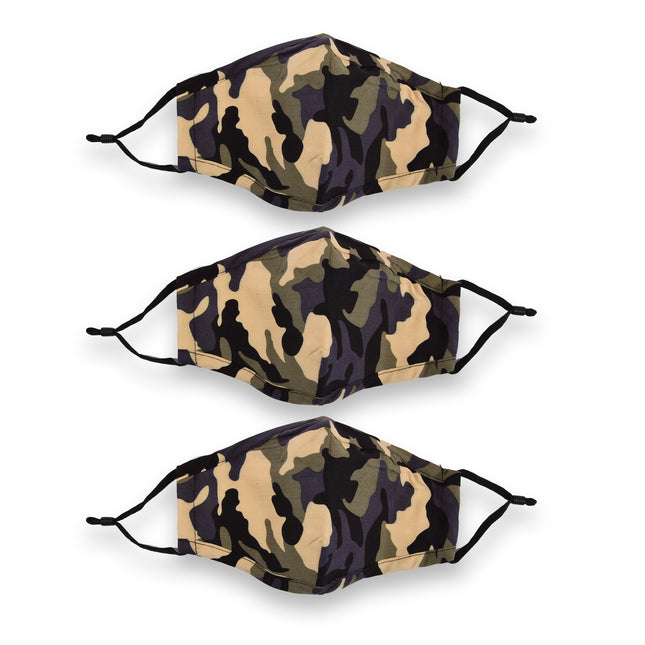 Herbruikbare Camouflage Mondmaskers | Set van 3 | 24 x 15.5 cm | Katoenen Beschermende Gezichtsmaskers voor Uniseks Gebruik | Wasbaar en Modieus 
