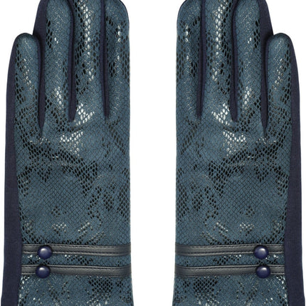 Zachte dames handschoenen Let's Snake| Zwart blauw |Slangenprint |Handschoenen Dames Handschoenen Warm Touch - Trendy handschoenen voor winter look - Handschoenen touchscreen