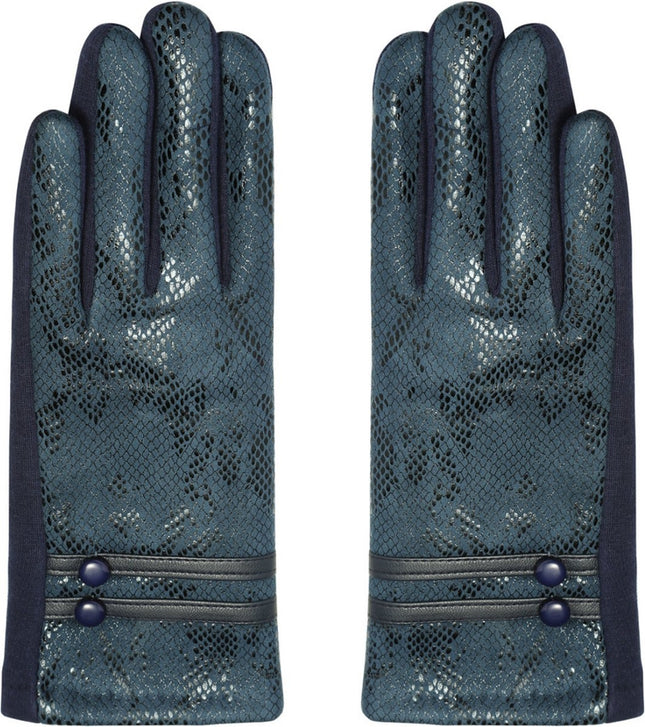 Zachte dames handschoenen Let's Snake| Zwart blauw |Slangenprint |Handschoenen Dames Handschoenen Warm Touch - Trendy handschoenen voor winter look - Handschoenen touchscreen