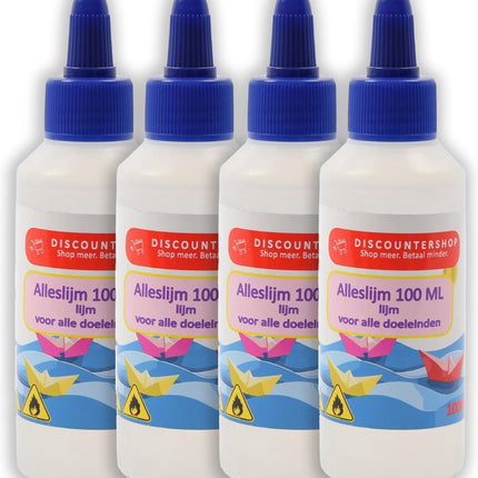 4x Hobbylijm universeel Alleslijm 100ML - Lijm voor papier - Lijm voor karton - Lijm voor textiel - Lijm voor piepschuim. 