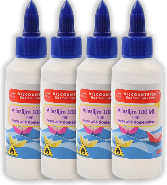 4x Hobbylijm universeel Alleslijm 100ML - Lijm voor papier - Lijm voor karton - Lijm voor textiel - Lijm voor piepschuim. 