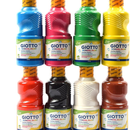 Tempera verf 250 ML - 8 stuks - Blauw - Geel - Groen - Rood - Wit - Zwart - Roze - bruin Set van 8x Acrylverf / temperaverf - 8 kleuren - Fles 250 ml - Tempera / acryl verf - Hobby - knutselmateriaal - Schilderij maken - Verf op waterbasis - Hobby-