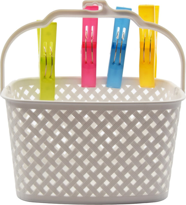 Discountershop® Wasknijpermandje Wit 22 x 12,9 x 15 cm