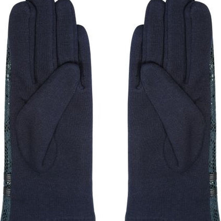 Zachte dames handschoenen Let's Snake| Zwart blauw |Slangenprint |Handschoenen Dames Handschoenen Warm Touch - Trendy handschoenen voor winter look - Handschoenen touchscreen