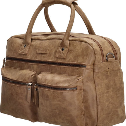Handtas: Dames Kunstleer cognac - camel - Laptoptas Omhang Hand & Schoudertas Western Bag | Laptoptas 15.6 inch - Hand & Schoudertas Western Bag voor School, Werk & Universiteit | Schoudertas Dames