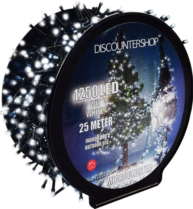 Kerstverlichting buiten 25 meter 1250 LED - Wit - Lichtsnoer Nano Koperdraad - IP44 Stekker met timerfunctie - Kerstboomverlichting - geschikt voor binnen en buiten - kerstverlichting led