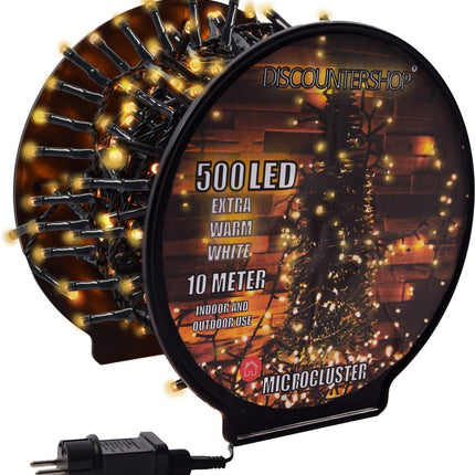 Kerstverlichting buiten - 10 meter 500 LED - EXTRA Warm Wit - Lichtsnoer Nano Koperdraad - IP44 Stekker met timerfunctie - Kerstboomverlichting - geschikt voor binnen en buiten - kerstverlichting led