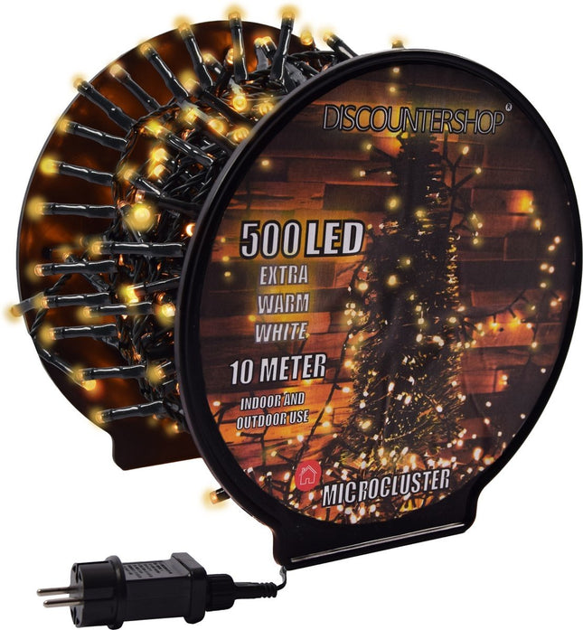 Kerstverlichting buiten - 10 meter 500 LED - EXTRA Warm Wit - Lichtsnoer Nano Koperdraad - IP44 Stekker met timerfunctie - Kerstboomverlichting - geschikt voor binnen en buiten - kerstverlichting led