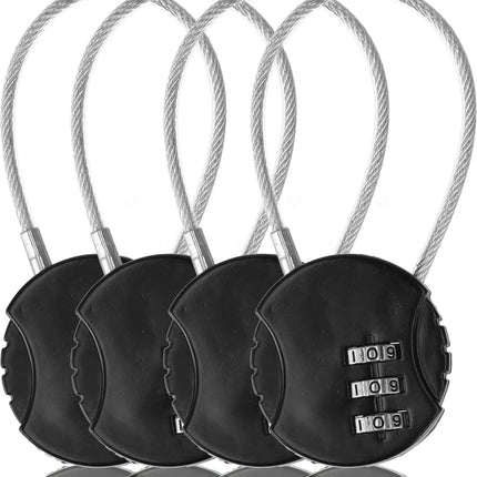 Hangslot met Cijfercode 4 Stuks – Weerbestendig Cijferslot voor Fiets, Bagage & Wintersport – Duurzaam Staal & Plastic – Veiligheid Binnen & Buiten – 9x3.8x1.2cm