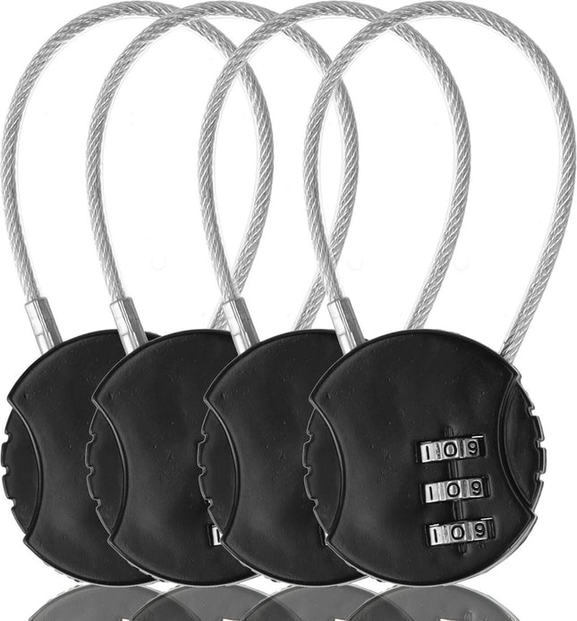 Hangslot met Cijfercode 4 Stuks – Weerbestendig Cijferslot voor Fiets, Bagage & Wintersport – Duurzaam Staal & Plastic – Veiligheid Binnen & Buiten – 9x3.8x1.2cm