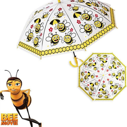 Kinderparaplu met Bijen print 96 cm paraplu - Disney Kinderparaplu 96 cm automatische paraplu met Transparant en Fluitje inbegrepen
