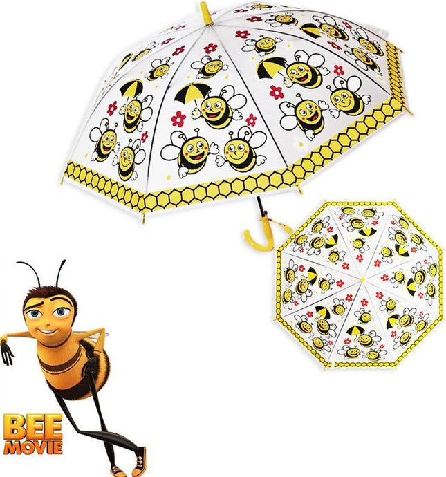 Kinderparaplu met Bijen print 96 cm paraplu - Disney Kinderparaplu 96 cm automatische paraplu met Transparant en Fluitje inbegrepen