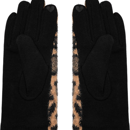 Handschoenen Dames panterprint Handschoenen Warm Touch - Trendy handschoenen voor winter look - handschoenen met bontrand - Handschoenen touchscreen 