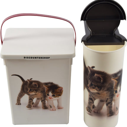 2 stuks Voedselcontainer Kattenbak en hondenbak-4liter - Kattencontainer - Katten- honden -Dierenvoederbox 