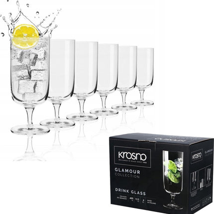 Krosno Kristal glazen - Cocktailglazen / Drinkglazen - 400 ml. - 6 Delig