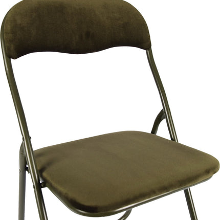 4x Klapstoel met zithoogte van 43 cm Vouwstoel velvet zitvlak en rug bekleed - stoel- tafelstoel - klapstoel - Velvet klapstoel - Luxe klapstoel - Met kussentjes - Stoelen - Klapstoelen - Stoeltje - Premium chair Camel - Groen - Donkerblauw - Beige