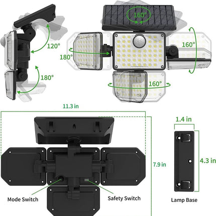 Automatische Solar LED lamp - 171 LED - Bewegingssensor - Zonne-energie - Tuinverlichting voor hek en wand