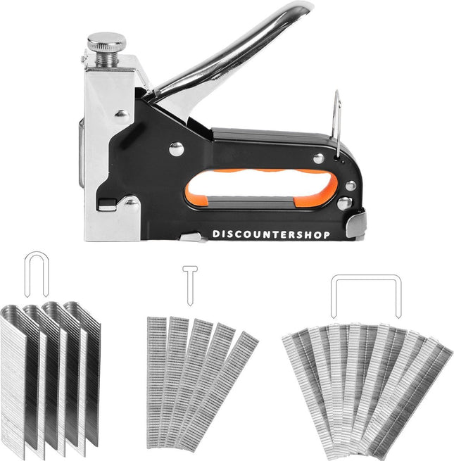Handtacker Set | 1 stuks Krachtig Nietpistool met Nietjes | Robuuste Nietmachine | Oranje & Zwart | Compact Design - 15.5 cm x 2 cm x 13.5 cm